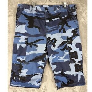 MEGA FORCE BDU Cargo Shorts Men's XL Regular Blue Camo Tactical Pockets‎